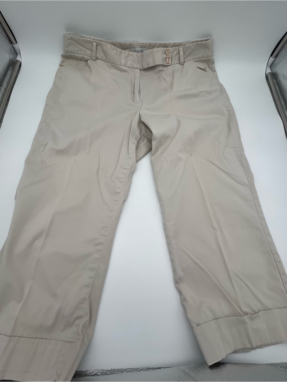 Van Heusen Cream Tan Capri Pants preppy summer size 16 stretch